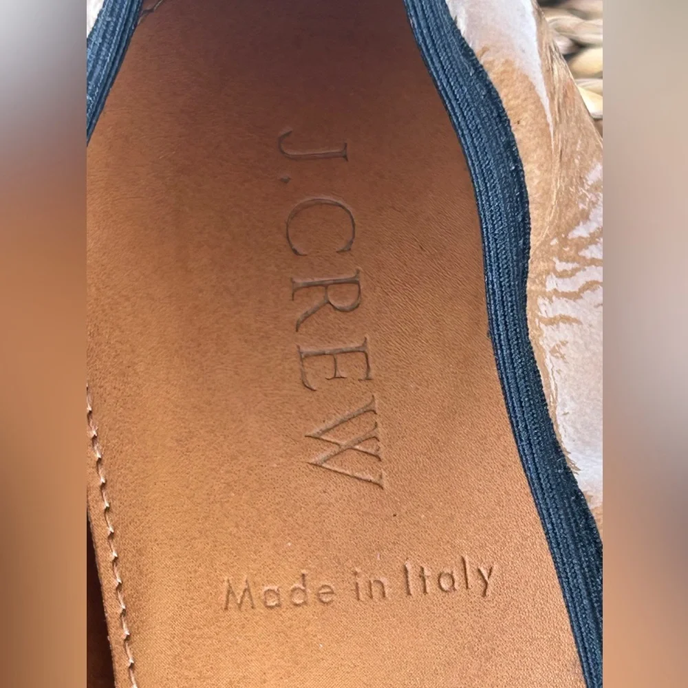 J. Crew Women’s Suzette Patent Camel & Black Ballet Flats Fitted‎ Heel Size 7